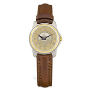 Ladies Brown Leather Strap Watch - Gold Medallion