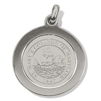 College Seal Round Charm - Silver