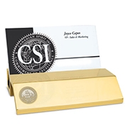 Plated Business Card Holder - Gold Medallion