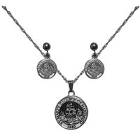 College Seal Necklace & Stud Earrings Set