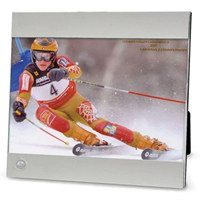 BRUSHED ALUMINUM PICTURE FRAME - SILVER MEDALLION