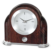 Art Deco Desk Clock - Silver Medallion