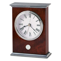 Metal Top Desk Clock - Silver Medallion