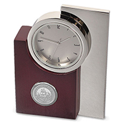 Tower Desk Clock - Silver Medallion