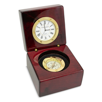 Executive Desk Clock & Compass - Gold Medallion