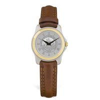 Ladies Brown Leather Strap Watch - Silver Medallion