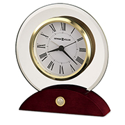 Round Bevelled Glass Desk Clock - Gold Medallion