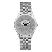 Mens Rolled Link Bracelet Watch - Silver Medallion